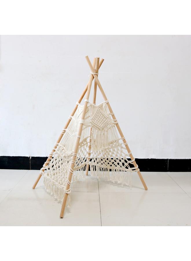 الأزرق جي دبليو حبل القطن الإسكندنافي الجديد نسج نسيج خيمة في الهواء الطلق خلفية التصوير الفوتوغرافي ديكور غرفة الأطفال المصنوعة يدوياً - Image 2