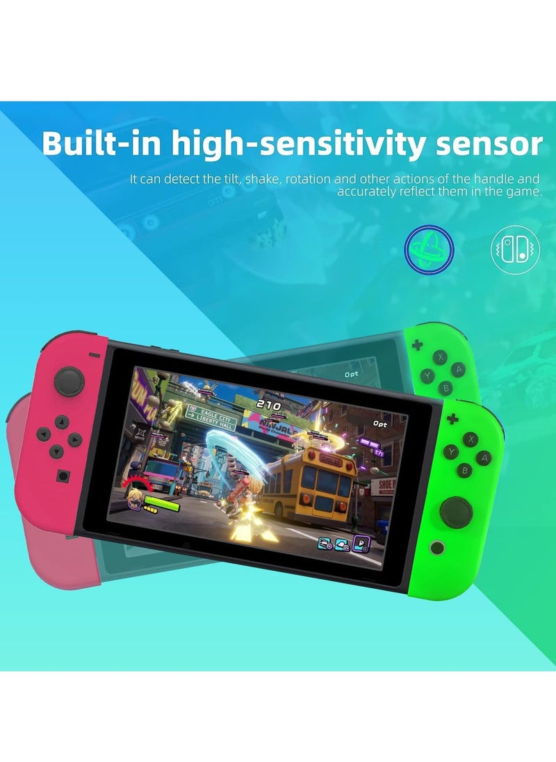 KASTWAVE Joy Cons Wireless Controller for Nintendo Switch, L/R Controllers Replacement Compatible with Nintendo Switch/Lite/OLED, Joystick with Wake-up/Screenshot/Dual Vibration (Pink Green)  - Image 2
