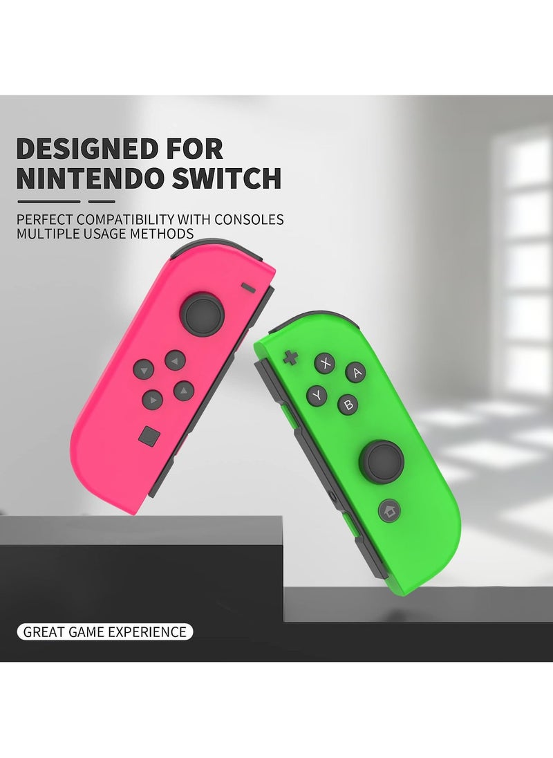 KASTWAVE Joy Cons Wireless Controller for Nintendo Switch, L/R Controllers Replacement Compatible with Nintendo Switch/Lite/OLED, Joystick with Wake-up/Screenshot/Dual Vibration (Pink Green)  - Image 5