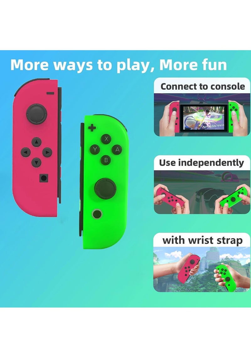 KASTWAVE Joy Cons Wireless Controller for Nintendo Switch, L/R Controllers Replacement Compatible with Nintendo Switch/Lite/OLED, Joystick with Wake-up/Screenshot/Dual Vibration (Pink Green)  - Image 4