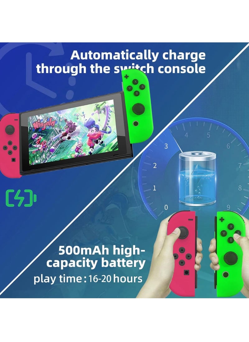 KASTWAVE Joy Cons Wireless Controller for Nintendo Switch, L/R Controllers Replacement Compatible with Nintendo Switch/Lite/OLED, Joystick with Wake-up/Screenshot/Dual Vibration (Pink Green)  - Image 3