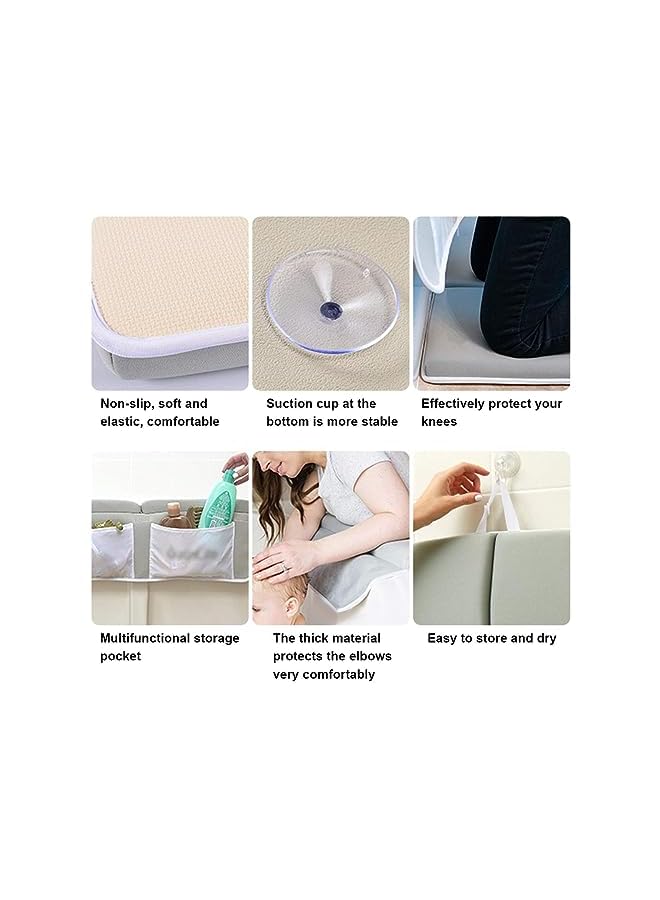 Excefore طقم وسادة ركبة وحامل كوع للاسترخاء في الحمام وسادة رغوة للركوع في الحمام وسادة رغوة نيوبرين للركوع في الحمام لاستحمام الطفل مع تخزين ألعاب الحمام لحوض الاستحمام سميكة وناعمة سريعة الجفاف وغير قابلة للانزلاق - Image 2
