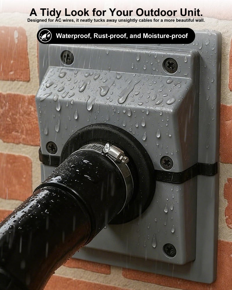 cokxiore HVAC Easy-Install Wall Penetration & Line Set Cover Kit for Indoor/Outdoor AC Systems, with Soft Gasket Fits AC Lineset Foam Sleeve & Pipe Insulation (2.36in) - Image 5