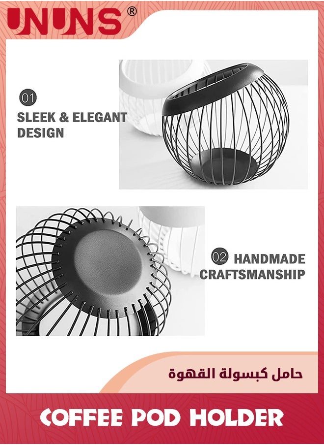 UNUNS حامل كبسولات نسبرسو، حامل سلكي منظم كبسولات الإسبريسو بسعة كبيرة، وعاء فواكه معدني من الفولاذ المقاوم للصدأ، سلة تخزين القهوة، حامل أكواب على شكل حرف K للمطبخ/مخزن المؤن/المكتب/المقهى، أسود  - Image 2
