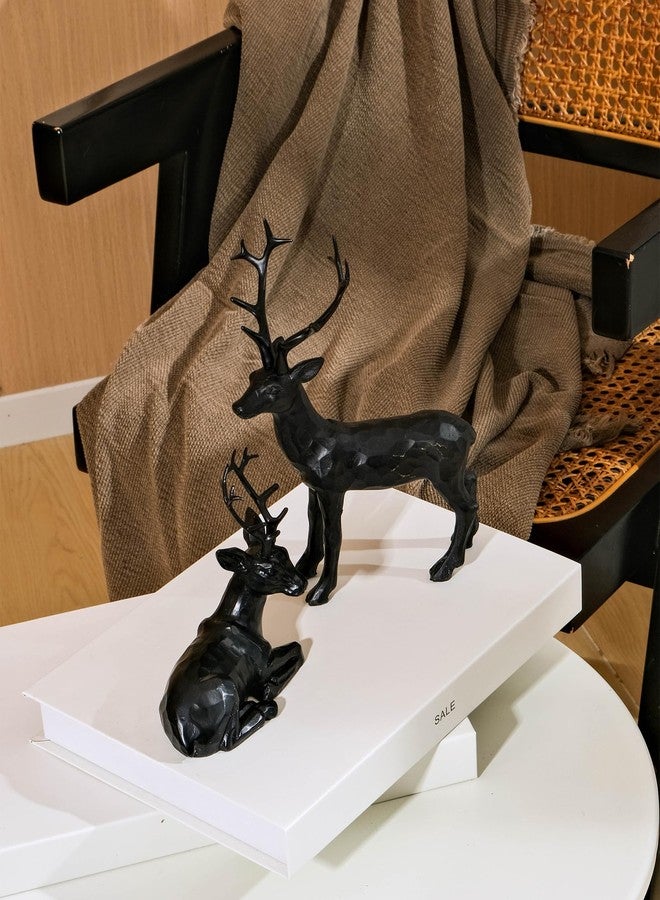 DN DECONATION 2PCS Black Reindeer Figurine Decoration, Small Christmas Resin Deer Statue Sculptures, Simple Black Deer Set for Indoor Home Decor Tabletop Offices Bedroom Living Room Shelf, Gifts - Image 5