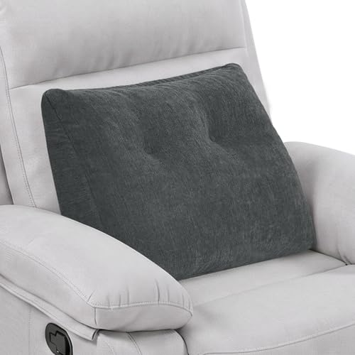 TANYOO Back Support Pillow for Recliner Soft Dual Layer Lumbar Support Pillow with Memory Foam Shreds Ergonomic Orthopedic Couch Back Cushions for Elderly Lower Back Pain Relief Dark Grey - Image 1