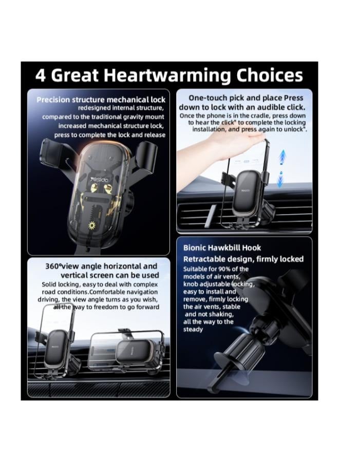 Yesido C247 360°View Angle Horizontal And Vertical Mechanical Tight Lock Cross-screen Gravity Phone Holder - Image 3