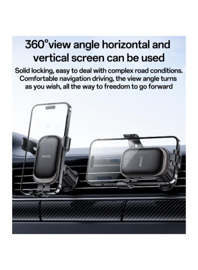 Yesido C247 360°View Angle Horizontal And Vertical Mechanical Tight Lock Cross-screen Gravity Phone Holder - Image 4