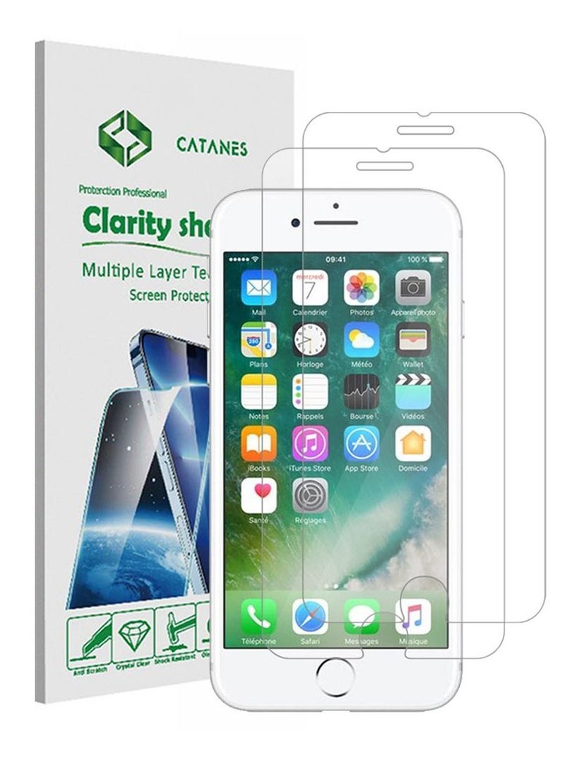 CATANES - 2 Pack For Apple iPhone 8 Plus and iPhone 7 Plus Tempered Glass Screen Protector With Easy Installation Tray Anti Scratch Bubble Free - Image 1