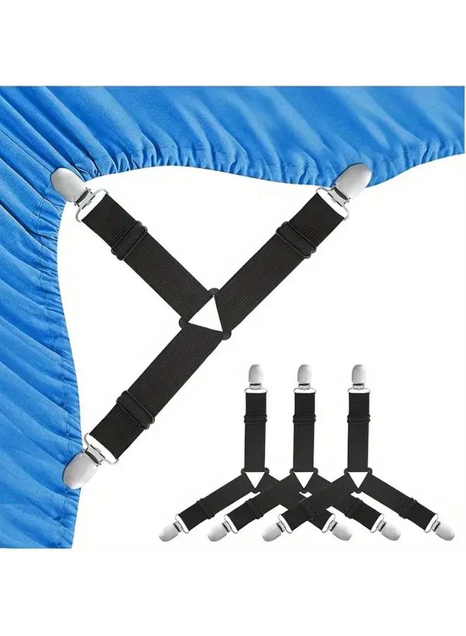 4pcs White Triangle Bed Sheet Clips Heavy Duty Nylon Fitted Sheet Holders Secure Grip No Drill Installation for Mattress Sofa Cushion Durable Fasteners - Image 1