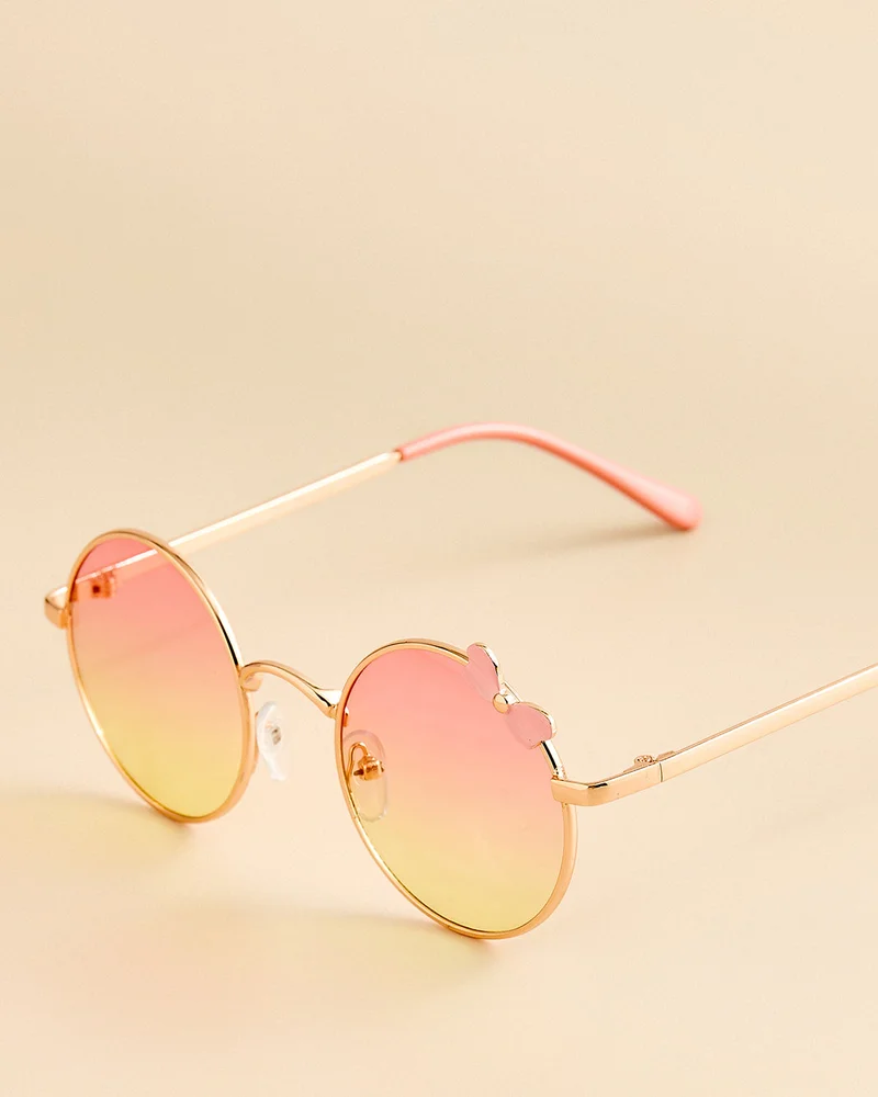 Redtag Girls Pink Butterfly Round Sunglasses