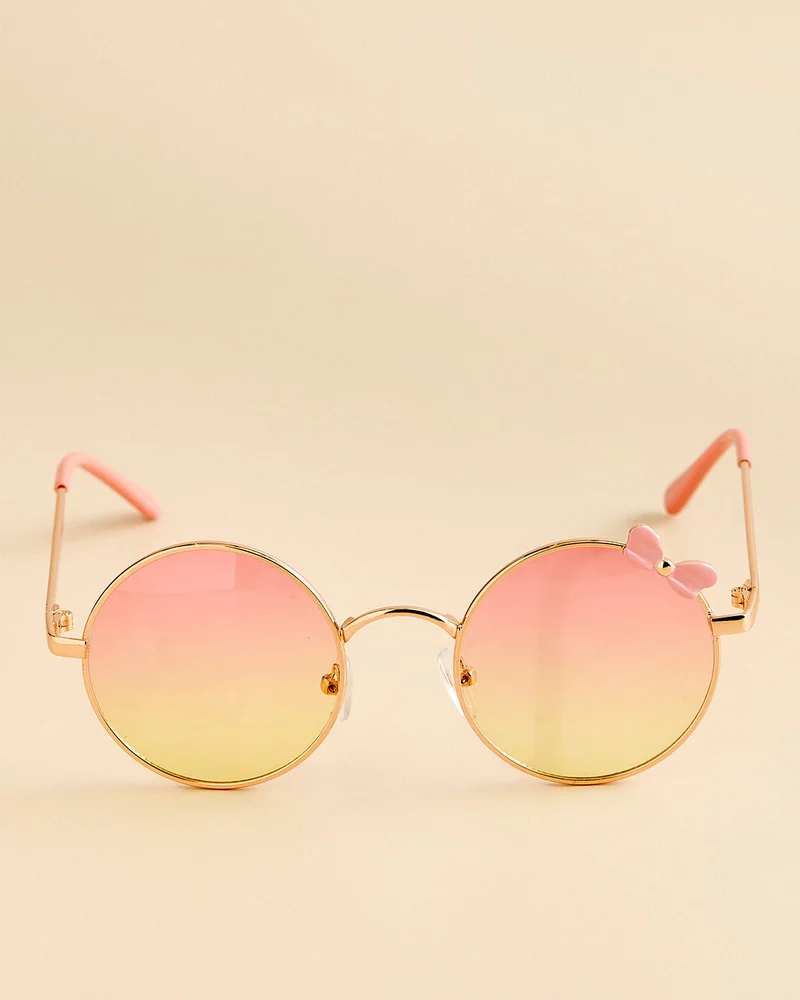Redtag Girls Pink Butterfly Round Sunglasses