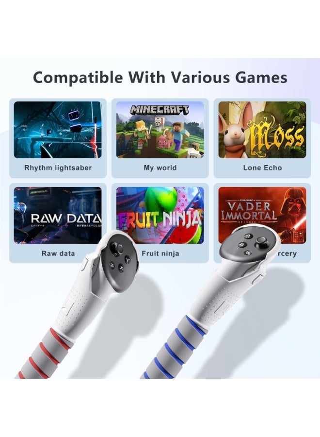 BIGTHREE 2-in-1 Adjustable Grips for Meta Quest 3/3S Controllers, VR Long Arms & Stick Extensions for Beat Saber/Gorilla Tag, Gaming Accessories with Easy Installation (Transparent version) - Image 4