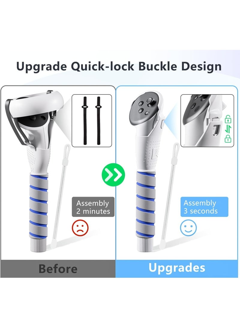 BIGTHREE 2-in-1 Adjustable Grips for Meta Quest 3/3S Controllers, VR Long Arms & Stick Extensions for Beat Saber/Gorilla Tag, Gaming Accessories with Easy Installation (Transparent version) - Image 5