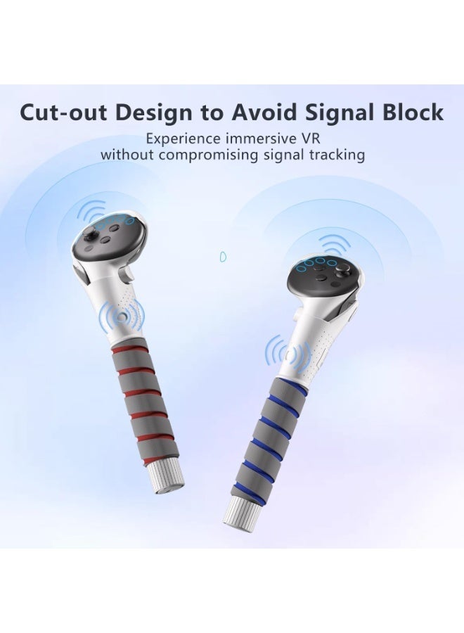 BIGTHREE 2-in-1 Adjustable Grips for Meta Quest 3/3S Controllers, VR Long Arms & Stick Extensions for Beat Saber/Gorilla Tag, Gaming Accessories with Easy Installation (Transparent version) - Image 2