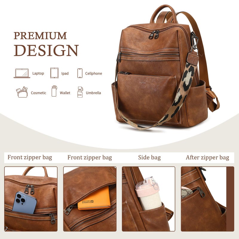 AGLOD Leather Backpack Purse for Women Designer Ladies Shoulder Bag Fashion Faux Work Travel Handbags - Image 4