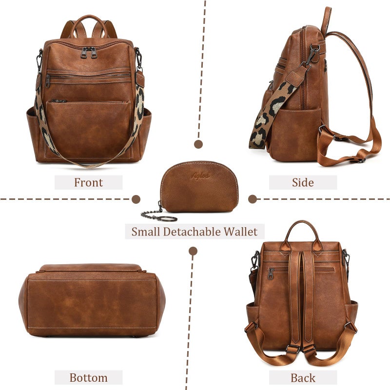 AGLOD Leather Backpack Purse for Women Designer Ladies Shoulder Bag Fashion Faux Work Travel Handbags - Image 5
