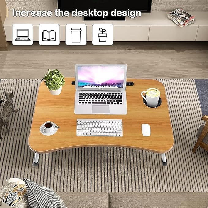 TUFF Portable Folding Laptop Desk for Bed  Sofa  Adjustable Lap Tray Notebook Stand with Tablet  Cup Holder  NonSlip Legs  Foldable MultiPurpose Table for Working Studying Reading and Camping - Image 3