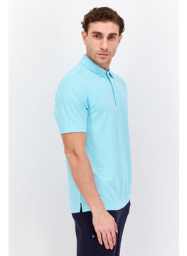 Greg Norman Men Sportswear Fit Short Sleeve Training Polo Shirt, Turquoise  - Image 2
