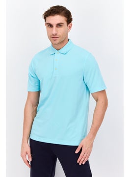 Greg Norman Men Sportswear Fit Short Sleeve Training Polo Shirt, Turquoise  - Image 1