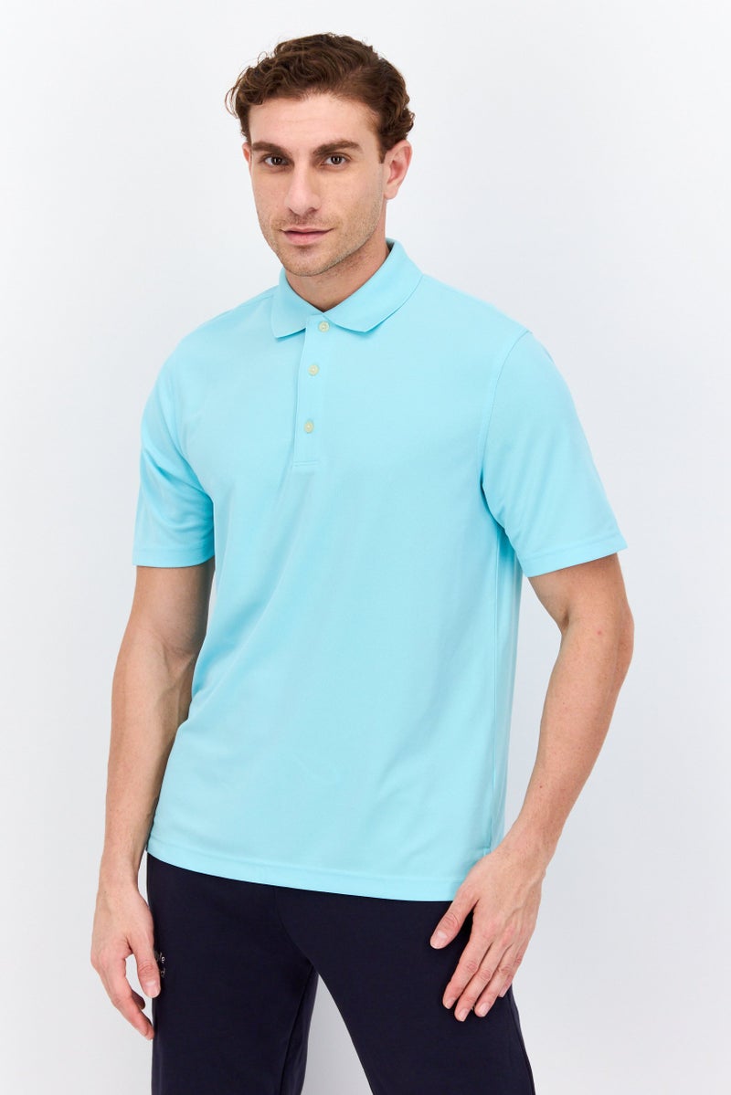 Greg Norman تي شيرت بولو رياضي للرجال بأكمام قصيرة، تركواز - Image 1