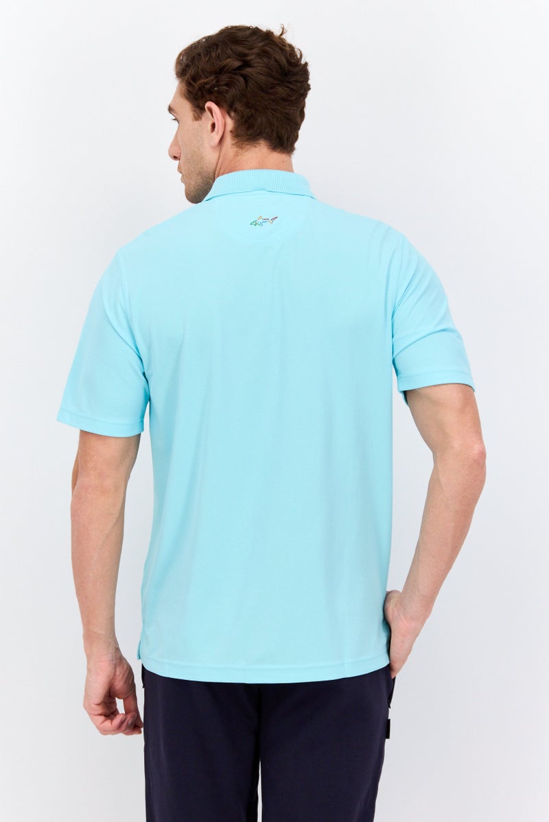 Greg Norman تي شيرت بولو رياضي للرجال بأكمام قصيرة، تركواز - Image 3