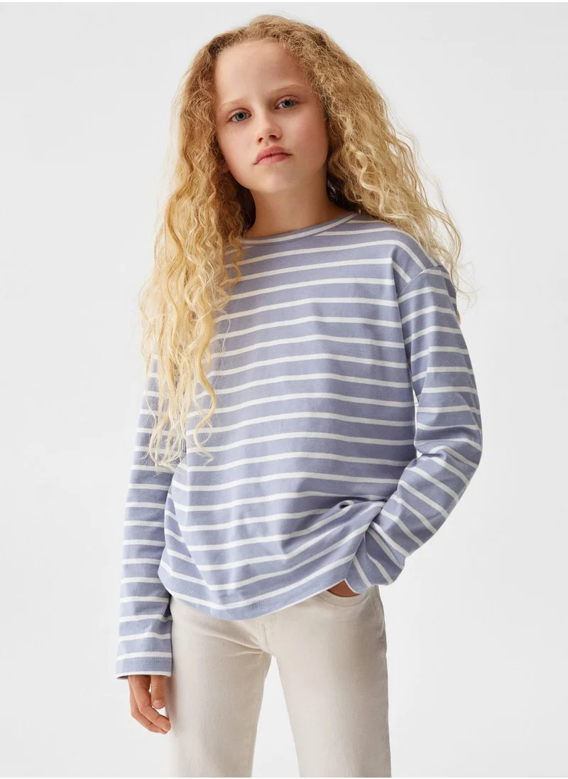 مانجو Kids Stripe Crew Neck T-Shirt