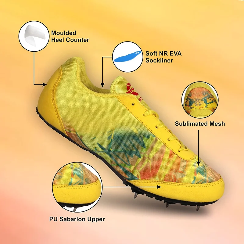 نيفيا Nivia Zion-1 Yellow Running Spikes Shoes