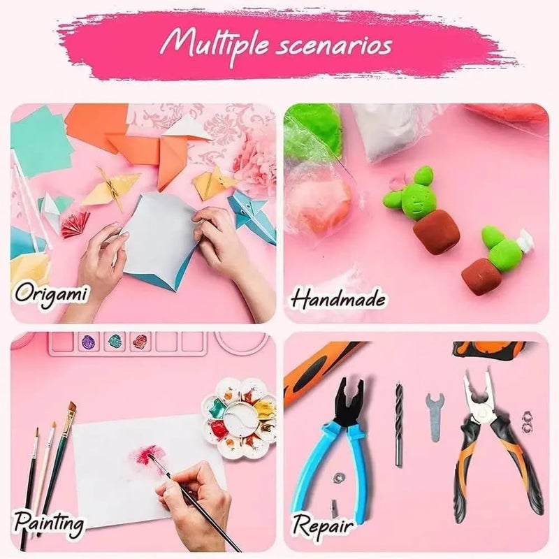 VIVITO Large Silicone Art Mat with Collapsible Cleaning Cup NonStick Waterproof Craft Mat for Painting Resin Clay DIY Creations 20x16 Durable Foldable EasytoClean Crafting Pad - Image 3