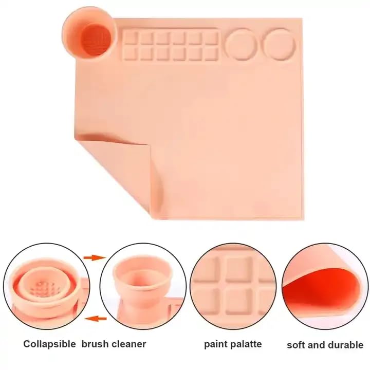 VIVITO Large Silicone Art Mat with Collapsible Cleaning Cup NonStick Waterproof Craft Mat for Painting Resin Clay DIY Creations 20x16 Durable Foldable EasytoClean Crafting Pad - Image 5