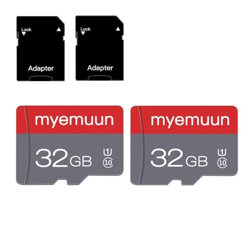 myemuun 2 Pack 32 GB Micro Memory Card with Adapter, TF Memory Card Class 10, Mini Memory Card for Smartphone/Tablet/Camera/Personal Computer (32GB*2) - Image 1