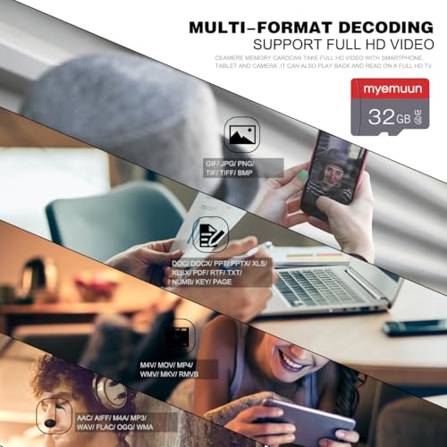 myemuun 2 Pack 32 GB Micro Memory Card with Adapter, TF Memory Card Class 10, Mini Memory Card for Smartphone/Tablet/Camera/Personal Computer (32GB*2) - Image 3