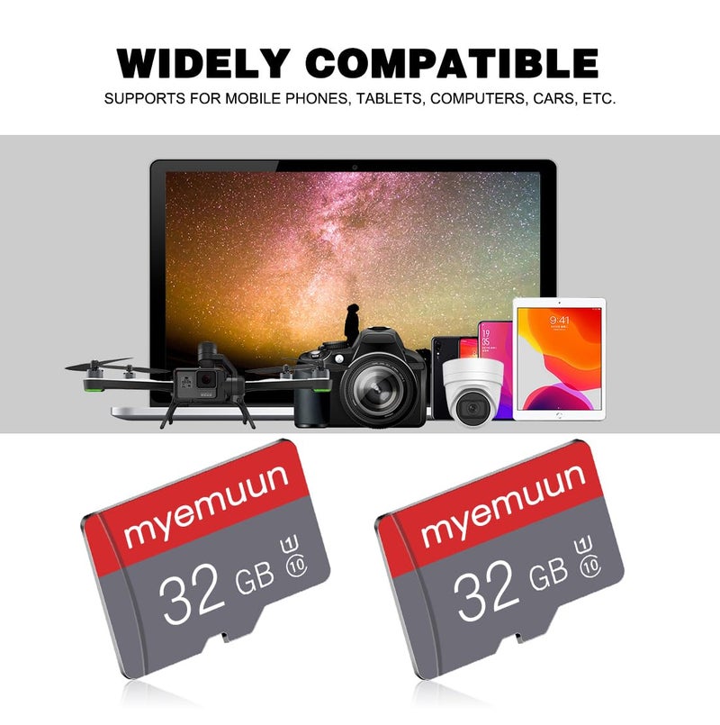 myemuun 2 Pack 32 GB Micro Memory Card with Adapter, TF Memory Card Class 10, Mini Memory Card for Smartphone/Tablet/Camera/Personal Computer (32GB*2) - Image 4