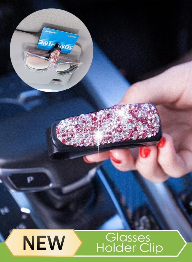 Generic 2PCS Sunglasses Holder for Car  Creative Car Glasses Clip Diamond Shiny Sunglass Holder  Portable Multifunctional Holder with Ticket Card Holder, Car visor accessories for Car Sun Visor Sunglasses Clip Suitable for Different Size Eyeglasses  - Image 1