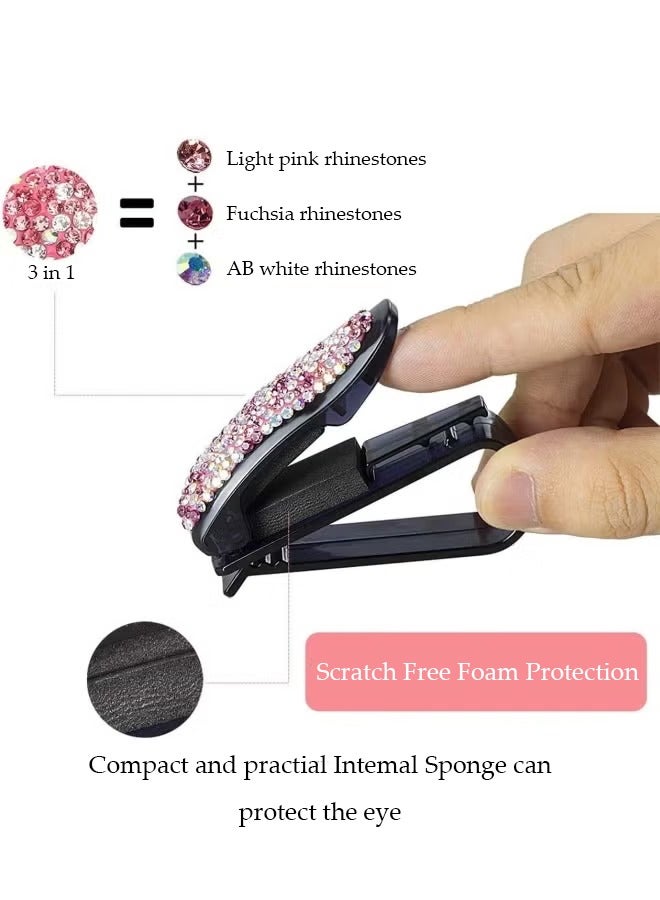 Generic 2PCS Sunglasses Holder for Car  Creative Car Glasses Clip Diamond Shiny Sunglass Holder  Portable Multifunctional Holder with Ticket Card Holder, Car visor accessories for Car Sun Visor Sunglasses Clip Suitable for Different Size Eyeglasses  - Image 3