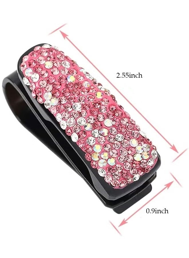 Generic 2PCS Sunglasses Holder for Car  Creative Car Glasses Clip Diamond Shiny Sunglass Holder  Portable Multifunctional Holder with Ticket Card Holder, Car visor accessories for Car Sun Visor Sunglasses Clip Suitable for Different Size Eyeglasses  - Image 4