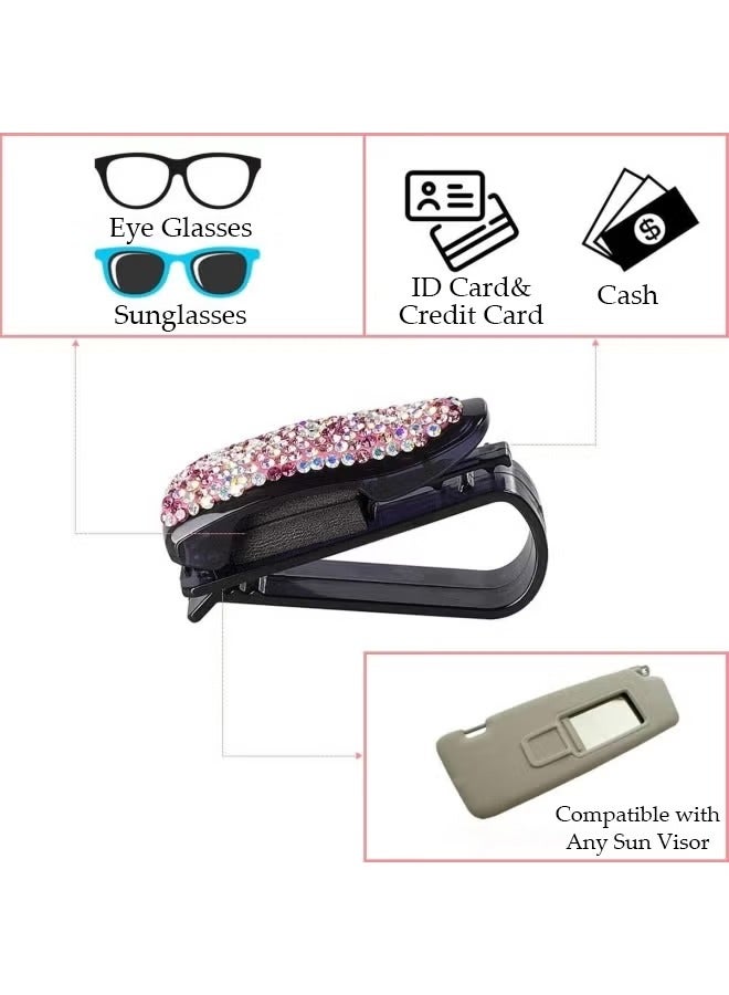 Generic 2PCS Sunglasses Holder for Car  Creative Car Glasses Clip Diamond Shiny Sunglass Holder  Portable Multifunctional Holder with Ticket Card Holder, Car visor accessories for Car Sun Visor Sunglasses Clip Suitable for Different Size Eyeglasses  - Image 5