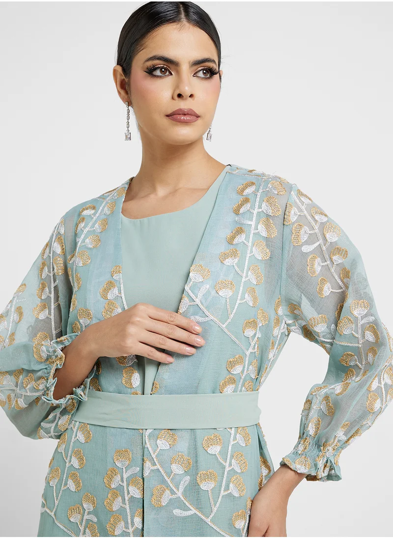 Khizana Open Printed Abaya