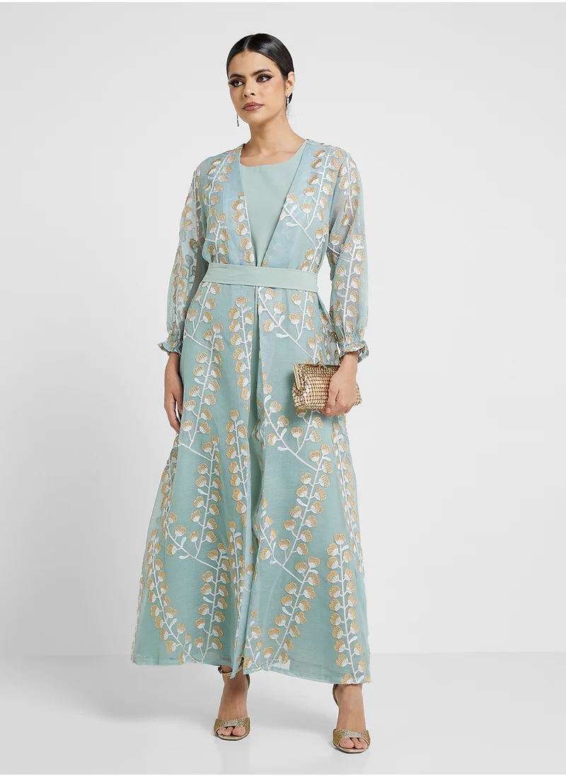 Khizana Open Printed Abaya