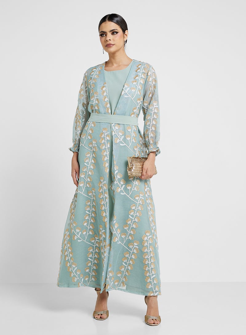 Khizana Open Printed Abaya - Image 4