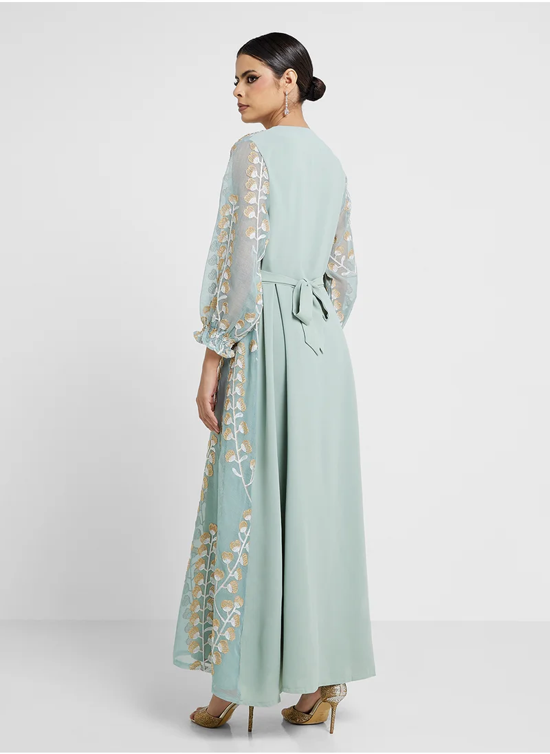 Khizana Open Printed Abaya