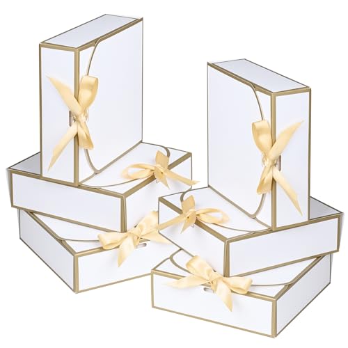 WLUSEAXI 10Pack Small Gift Boxes 65x65x2 White Gift Boxes with Ribbon Small Boxes for Gifts Birthday Wedding Party Valentines Day Mothers Day - Image 1
