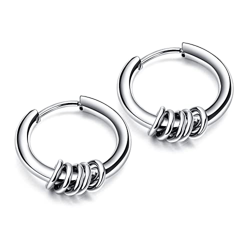 Peora Silver Plated Hoop Huggie Earrings Stylish Design Fashion Jewellery for Men & Women (PX9E62) - Image 1