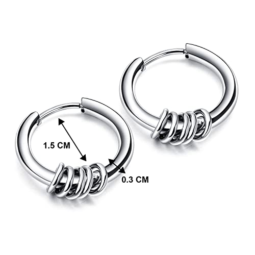 Peora Silver Plated Hoop Huggie Earrings Stylish Design Fashion Jewellery for Men & Women (PX9E62) - Image 2
