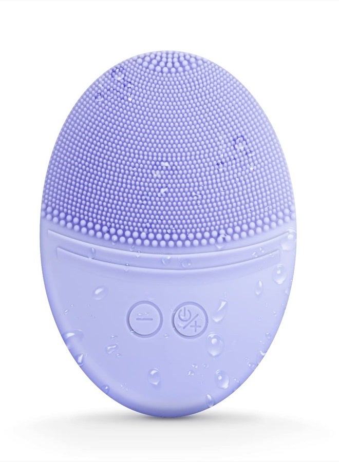 EZBASICS Facial Cleansing Brush Made with Ultra Hygienic Soft Silicone, Waterproof Sonic Vibrating Face Brush for Deep Cleansing, Gentle Exfoliating and Massaging Violet - Image 1