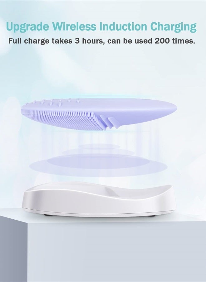 EZBASICS Facial Cleansing Brush Made with Ultra Hygienic Soft Silicone, Waterproof Sonic Vibrating Face Brush for Deep Cleansing, Gentle Exfoliating and Massaging Violet - Image 4