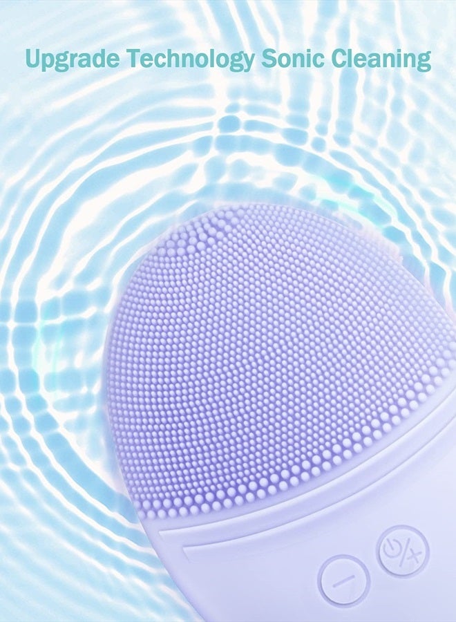 EZBASICS Facial Cleansing Brush Made with Ultra Hygienic Soft Silicone, Waterproof Sonic Vibrating Face Brush for Deep Cleansing, Gentle Exfoliating and Massaging Violet - Image 2