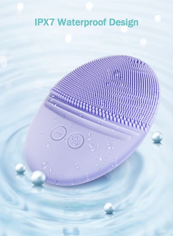 EZBASICS Facial Cleansing Brush Made with Ultra Hygienic Soft Silicone, Waterproof Sonic Vibrating Face Brush for Deep Cleansing, Gentle Exfoliating and Massaging Violet - Image 5