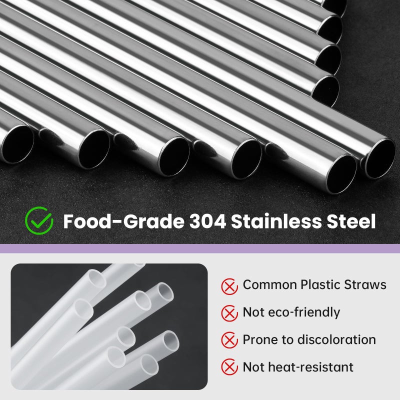 NiHome 8PCS Stainless Steel Straws for Owala Water Bottle, 4 Lengths Compatible with FreeSip 19oz 24oz 32oz 40oz, Tritan 25oz, Kidsâ€™ FreeSip 16oz, with Cleaning Brush & Travel Storage Bag (Silver) - Image 3