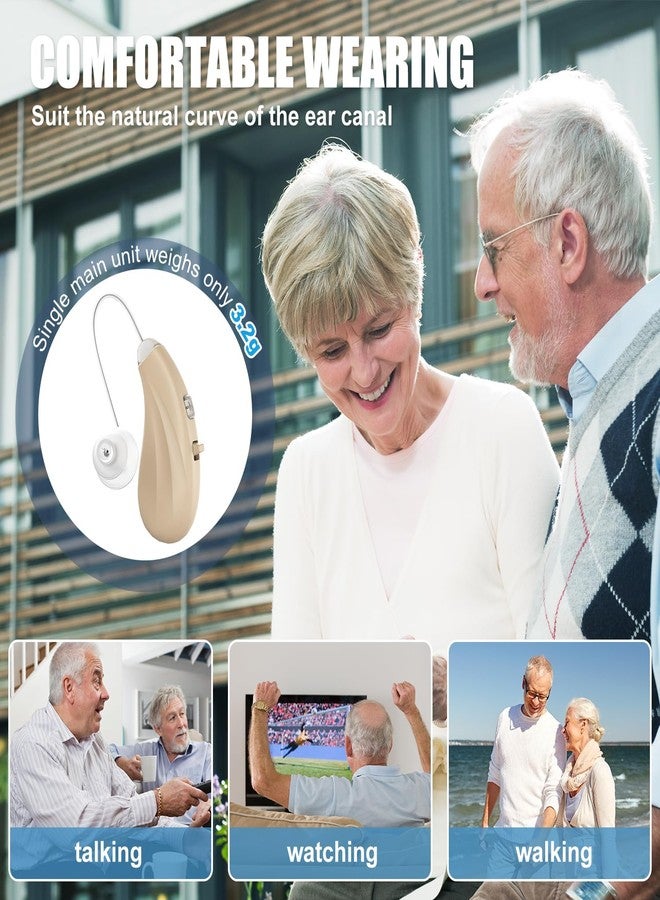 سماعات فلايغو لكبار السن، سماعات للأشخاص الذين يعانون من ضعف السمع، استعادة جودة الصوت، تقليل الضوضاء الذكي، وضع الاستعداد 80 ساعة، تشغيل بزر واحد، مريحة للارتداء، بيج - Image 5